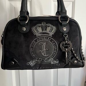 Juicy Couture Classic Juicy Lover Bowler Bag Black (Liquorice) with Crossbody